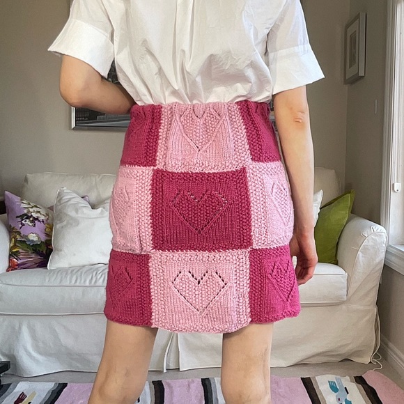 Redesigned heart granny square knit short skirt - Picture 10 of 15